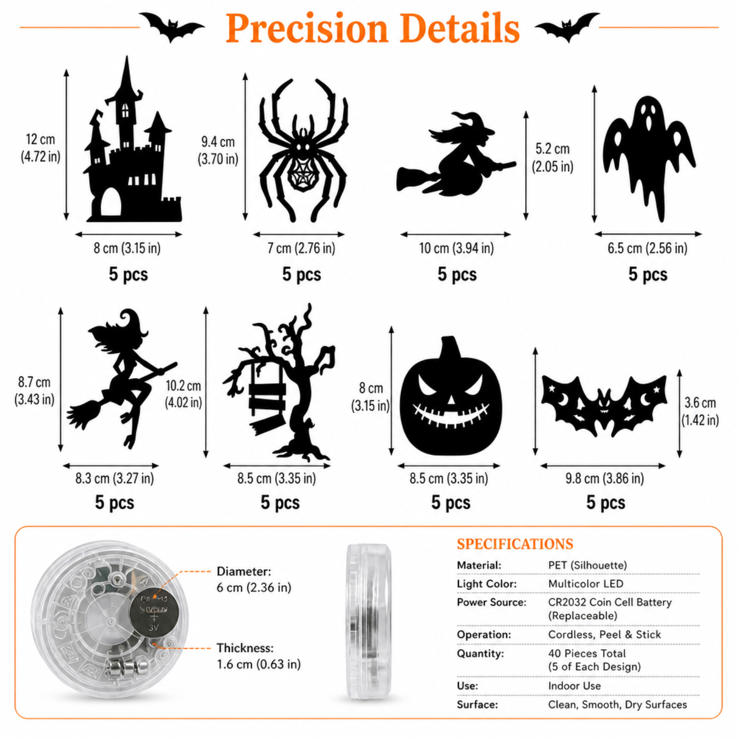 Halloween LED Silhouette Wall Light Stickers