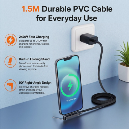 2-in-1 Folding USB-C Charging Cable & Phone Stand