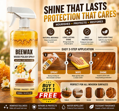 Beewax Wood Polish Spray (Restore Shine Protect Furniture)