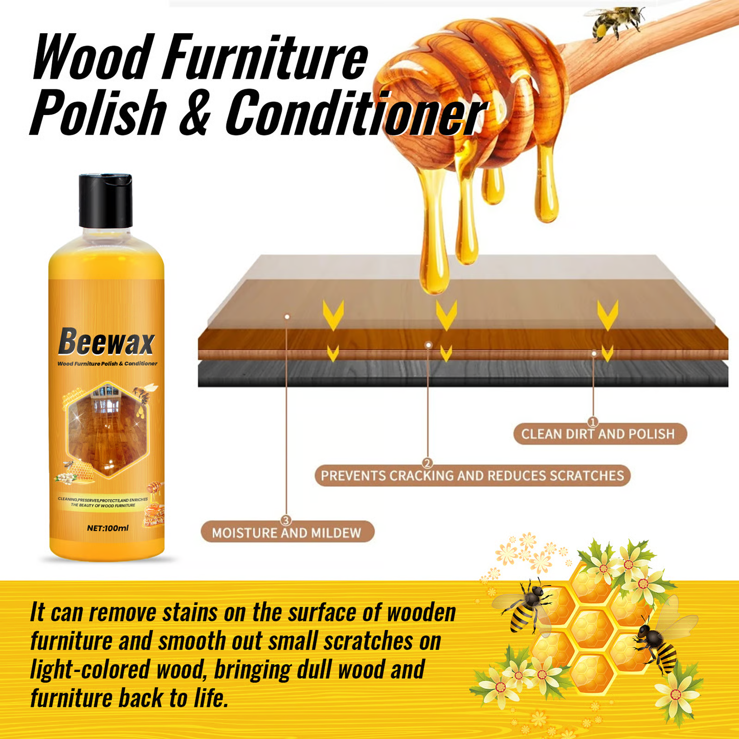 Multi-functional Beeswax Nature Wood Polish & Conditioner PRO