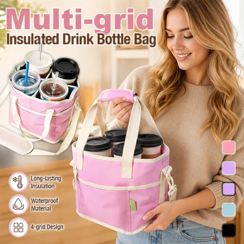 4-grid Insulated Drink Bottle Carrier Bag