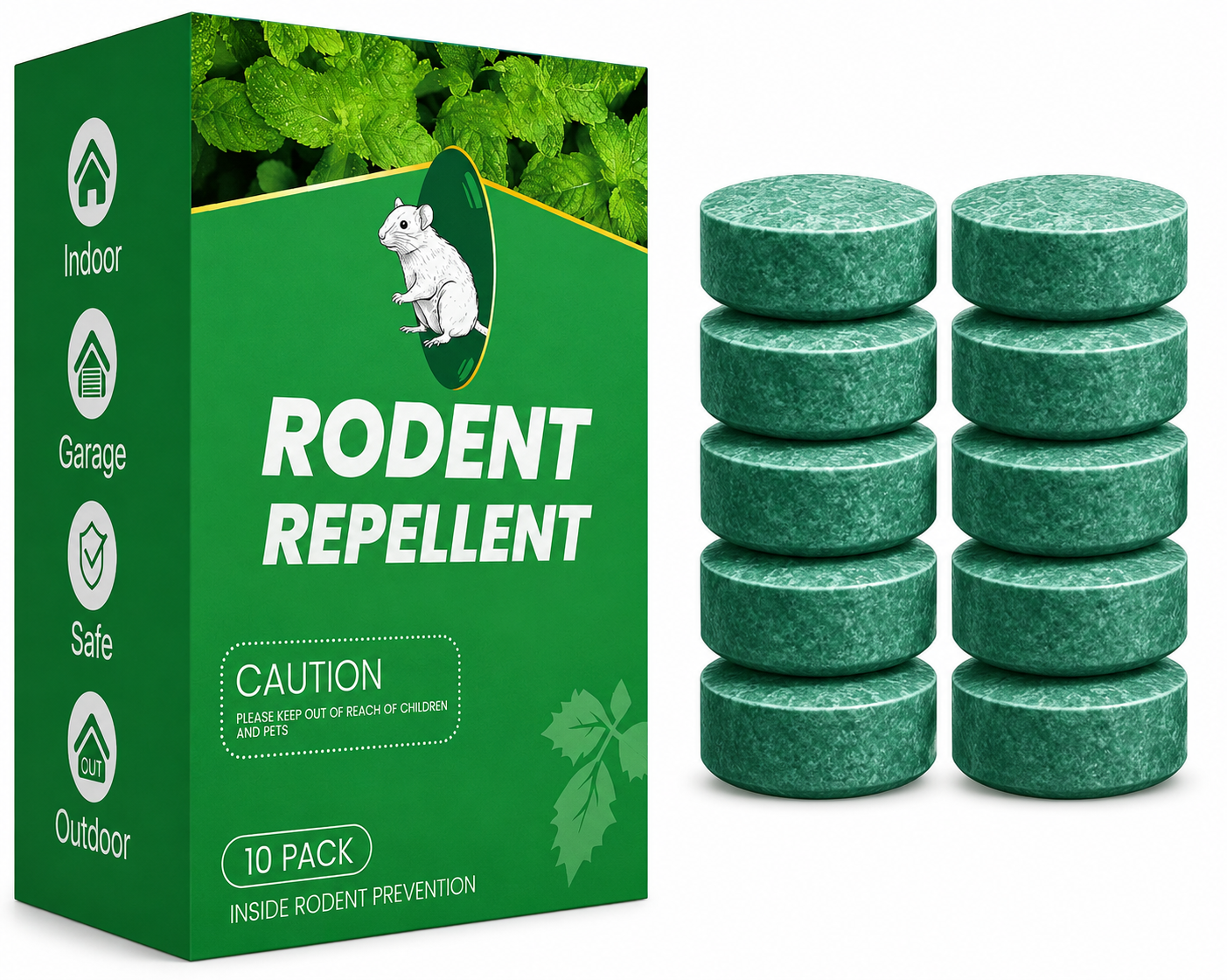 Rodent Repellent − 100% Natural (for Indoor Outdoor Use, Garden & Home, Family & Pet Safe)