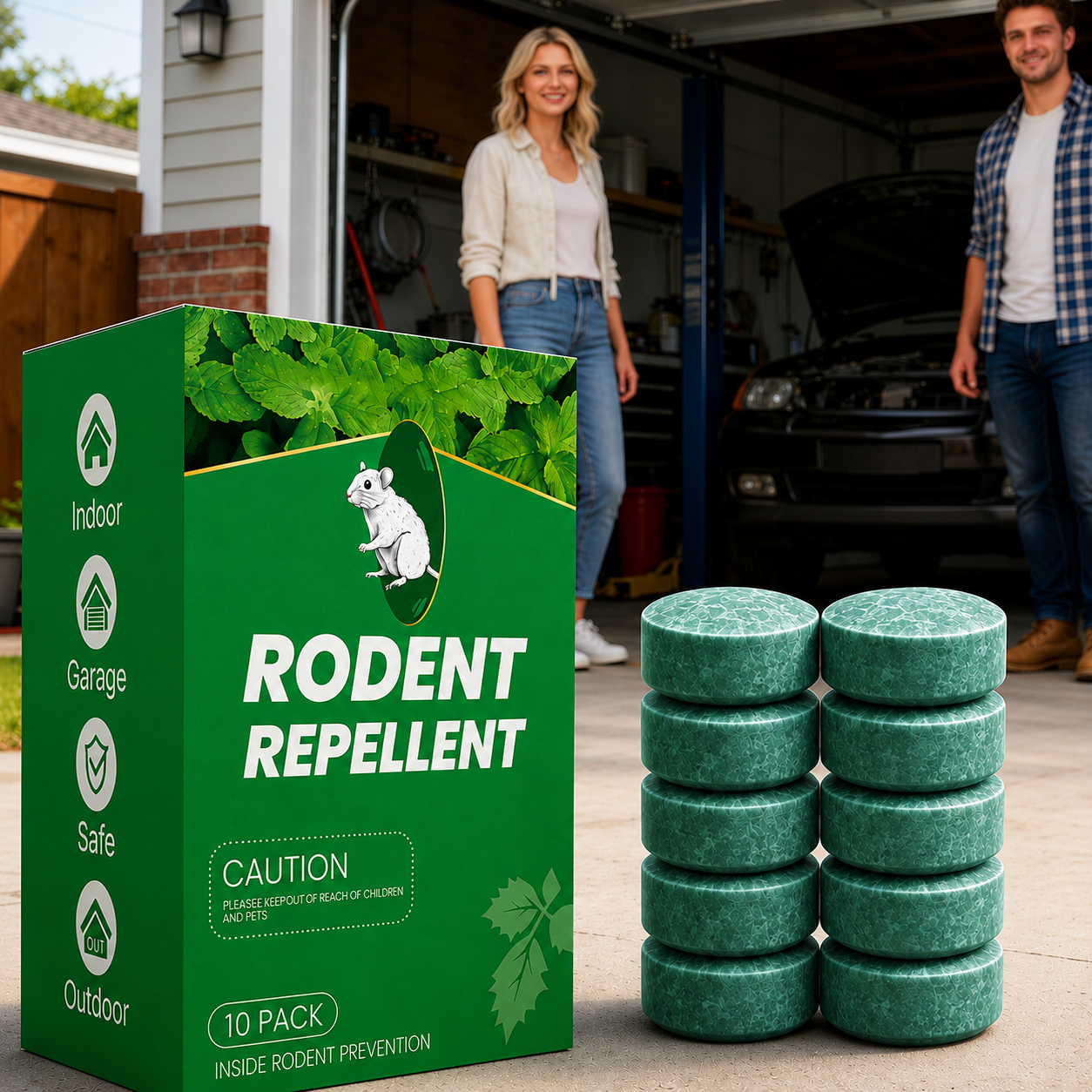 Rodent Repellent − 100% Natural (for Indoor Outdoor Use, Garden & Home, Family & Pet Safe)