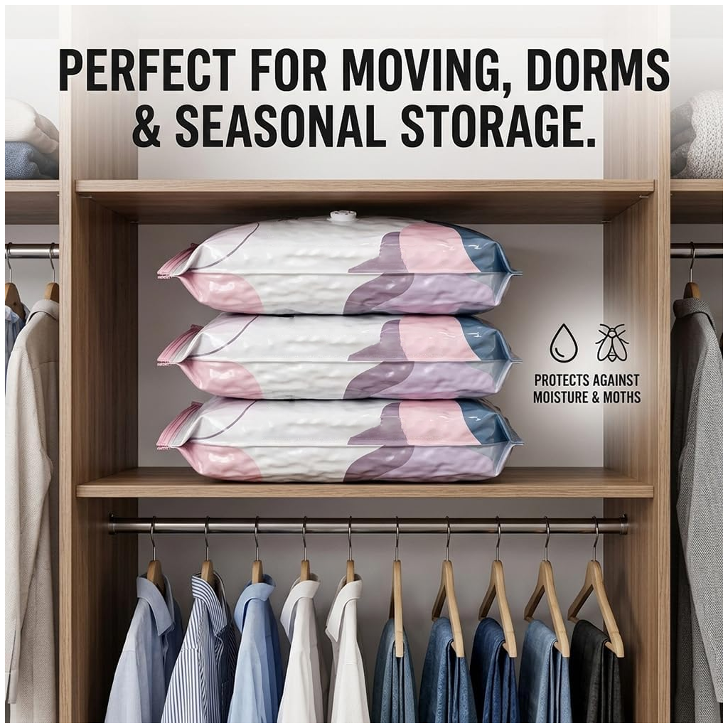 No-Pump 3D Vacuum Storage Bags