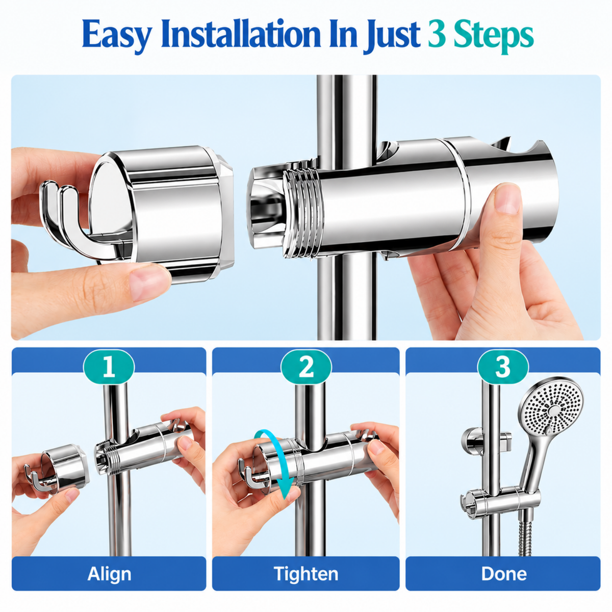 Adjustable Shower Head Holder for Slide Bar
