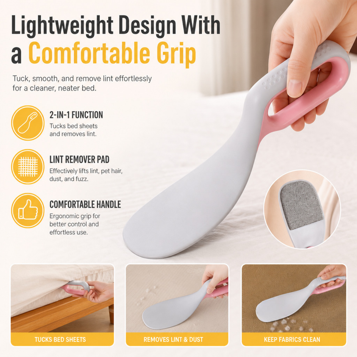 2-in-1 Bed Sheet Tucker & Lint Remover
