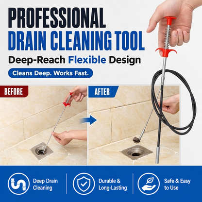 Professional Drain Cleaning Tool for Unclogging Kitchen Sinks, Bathroom Drains, and Blocked Toilets