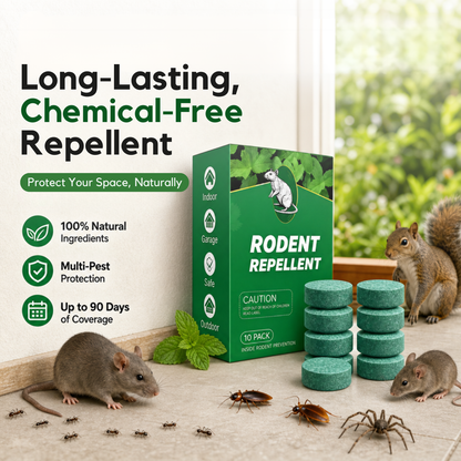Rodent Repellent − 100% Natural (for Indoor Outdoor Use, Garden & Home, Family & Pet Safe)