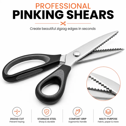 Professional Pinking Shears – Sharp Serrated Fabric Scissors for Clean Zigzag Edges