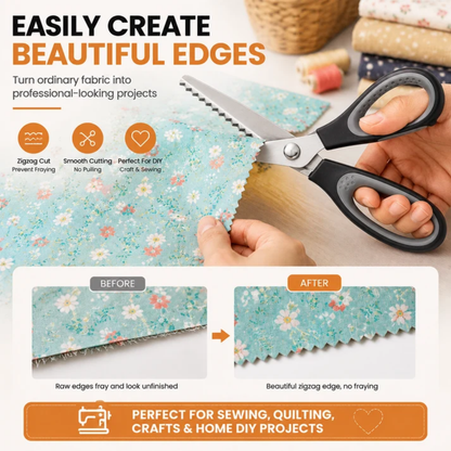Professional Pinking Shears – Sharp Serrated Fabric Scissors for Clean Zigzag Edges