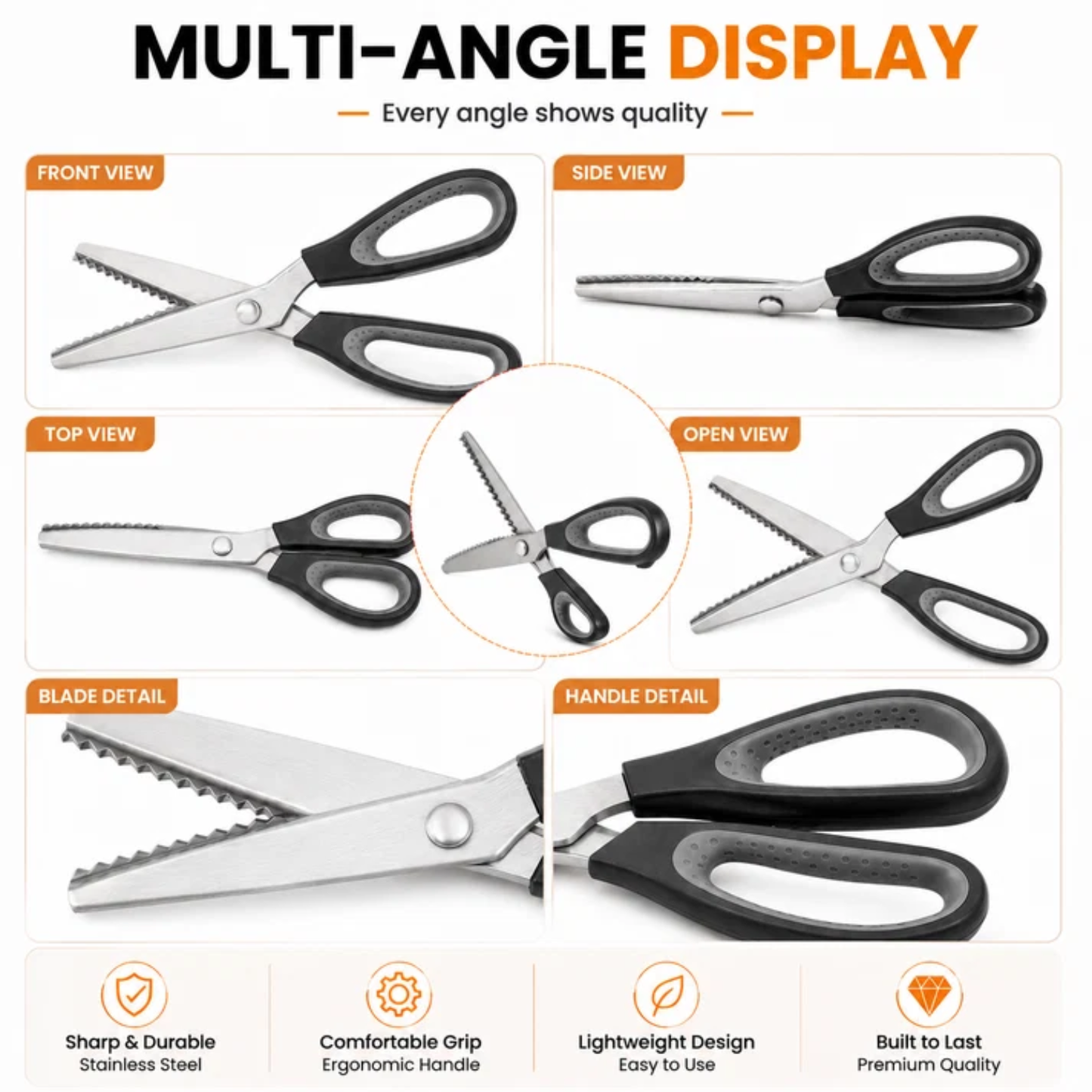 Professional Pinking Shears – Sharp Serrated Fabric Scissors for Clean Zigzag Edges