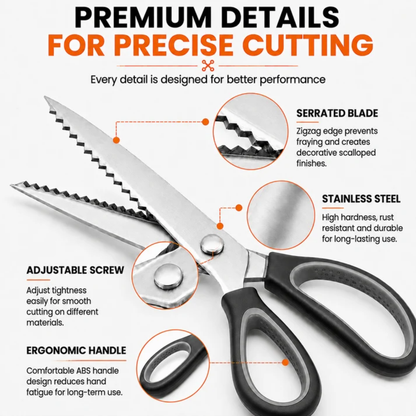 Professional Pinking Shears – Sharp Serrated Fabric Scissors for Clean Zigzag Edges