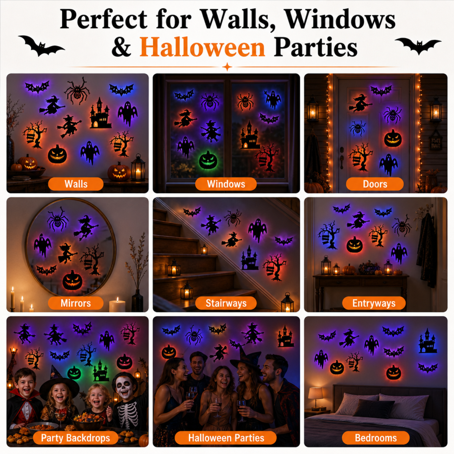 Halloween LED Silhouette Wall Light Stickers
