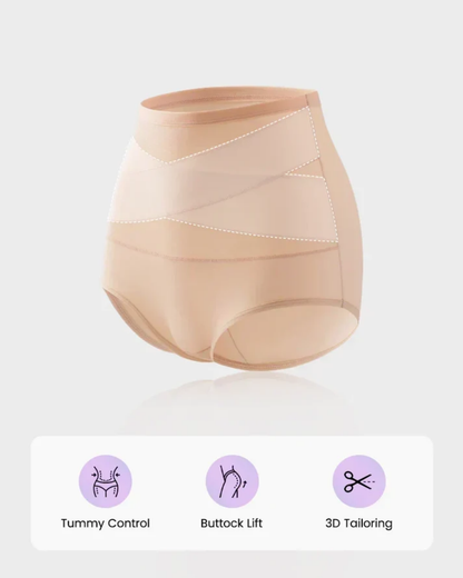 Plus-Size High-Waist Cross Tummy Control Panties