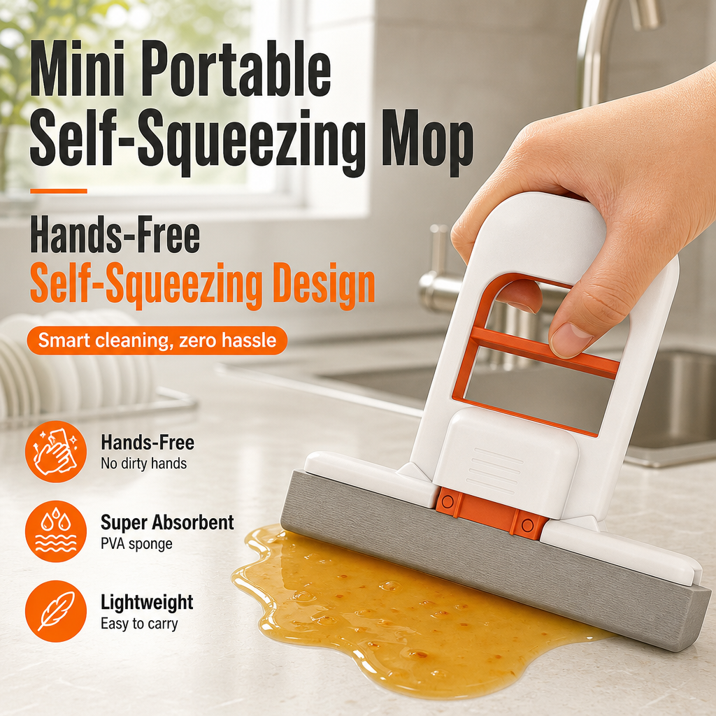 Mini Portable Self-Squeezing Mop