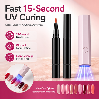 One Step Nail Gel Pen🎨Free handheld mini UV nail lamp