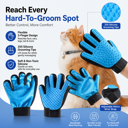 Double-Sided Pet Grooming Gloves