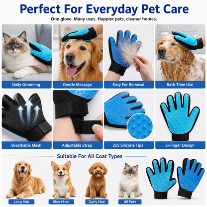 Double-Sided Pet Grooming Gloves