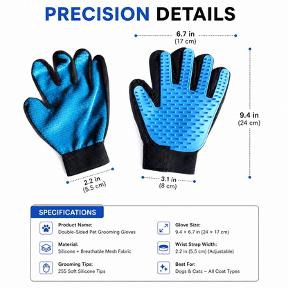 Double-Sided Pet Grooming Gloves