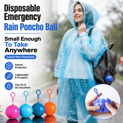 Disposable Emergency Rain Poncho Ball Set