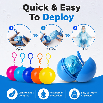 Disposable Emergency Rain Poncho Ball Set