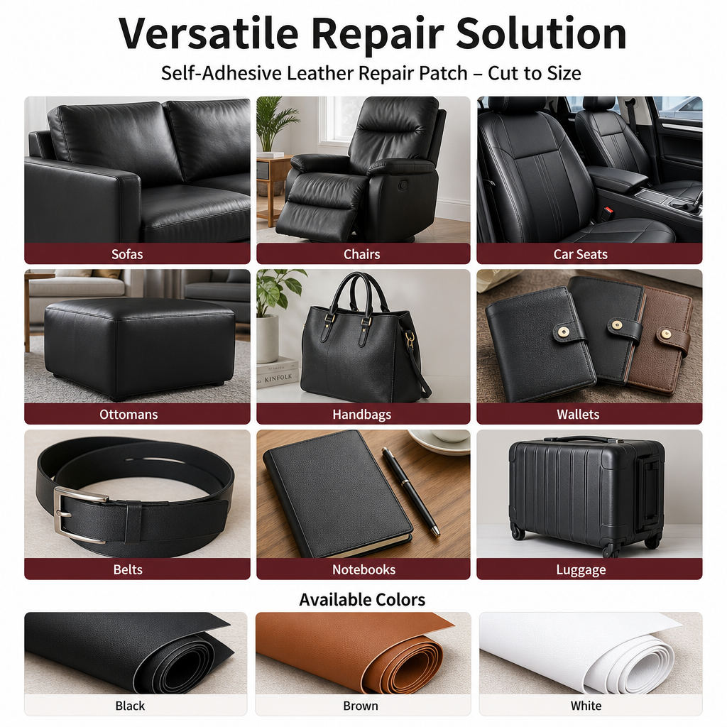 Self-Adhesive Leather Repair Patch — Cut to Size