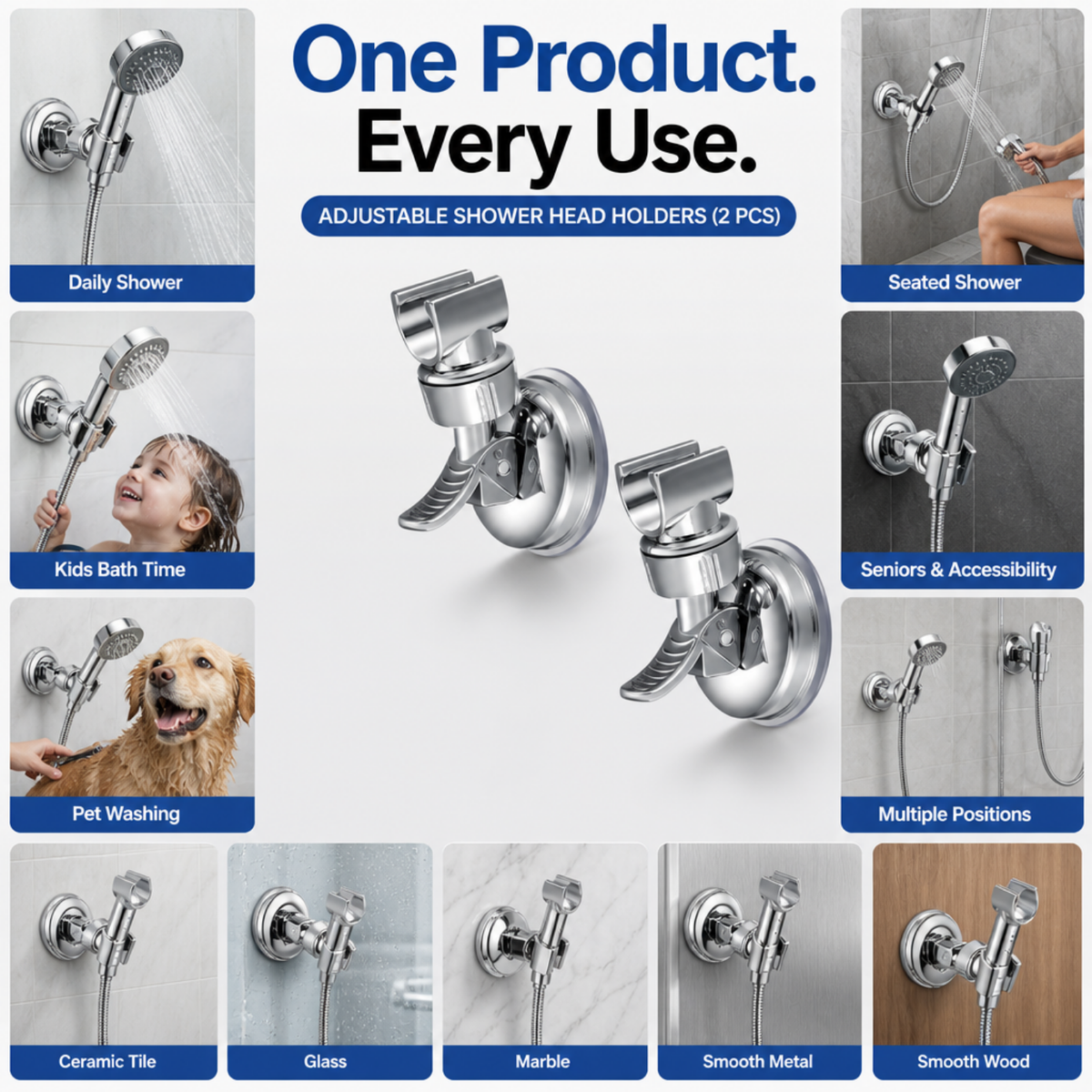 Adjustable Shower Head Holders (2 PCS)