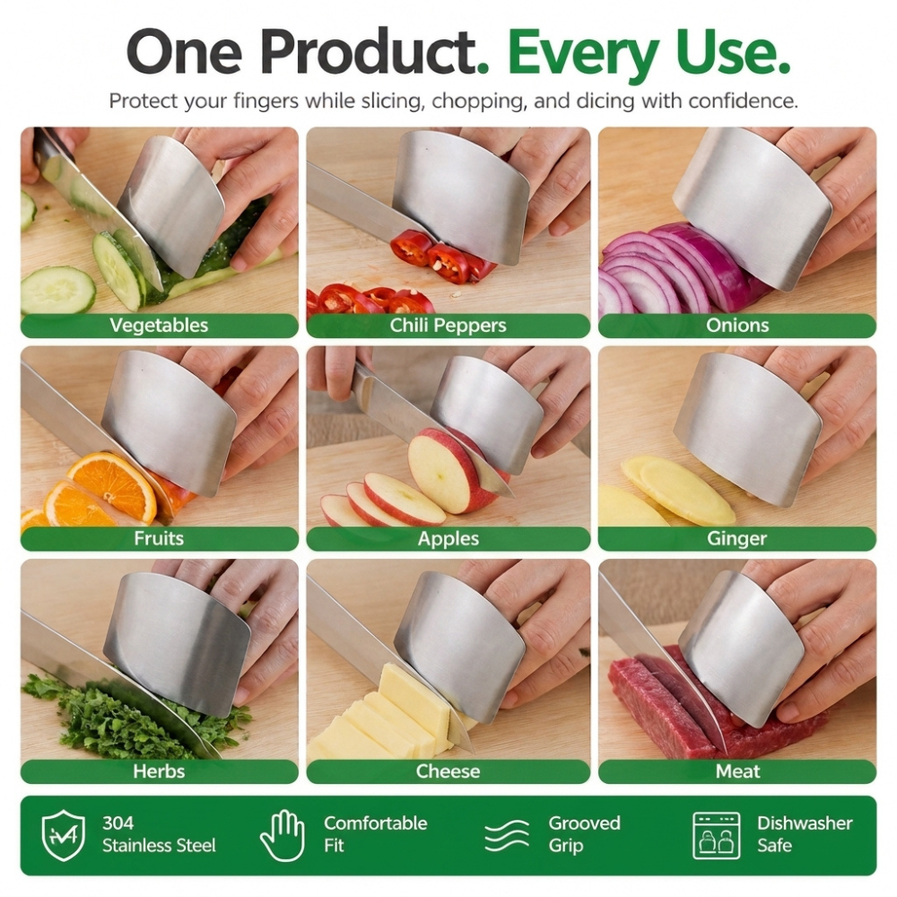 Stainless Steel Finger Guard for Safe Slicing