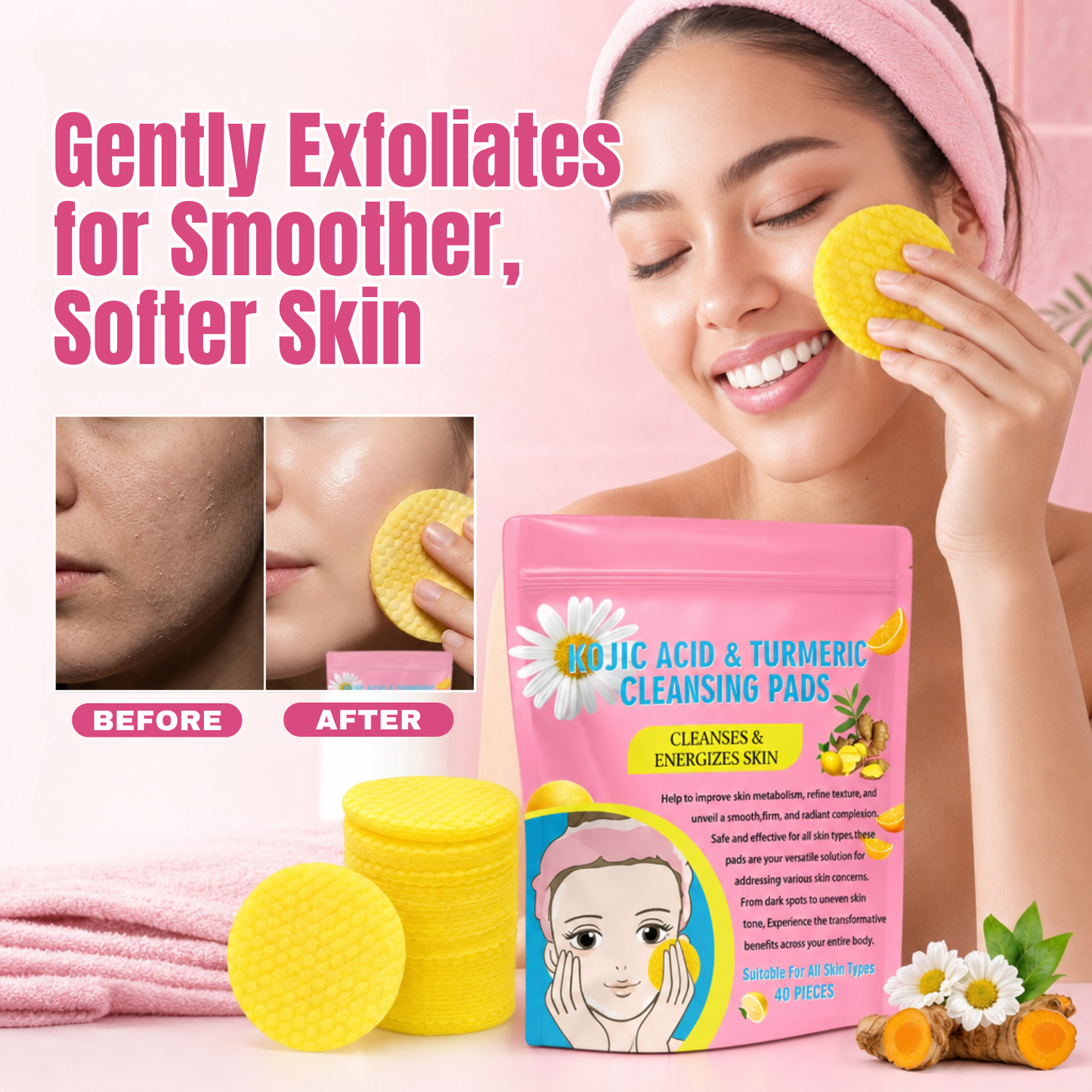 Turmeric & Kojic Acid Cleansing Pads PRO
