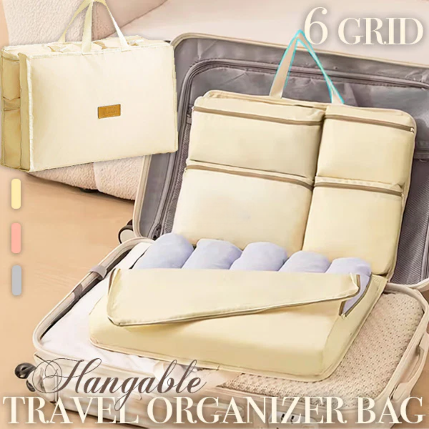 Hangable 6-grid Travel Organizer Bag